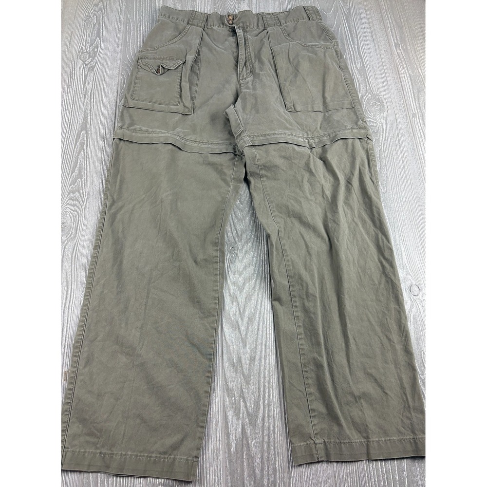Cabelas Mens Size 34 Convertible Pants Green Inseam 31 Cotton Canvas